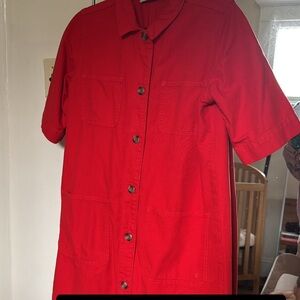 Vibrant Red Short Sleeve Dress